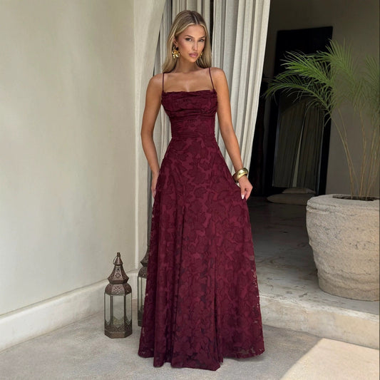 Floral Lace A-Line Maxi Dress